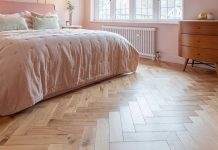 V4 Wood Floorings Zigzag Natural Oak herringbone floors added to beautiful bedroom designs in this Watford renovation project!