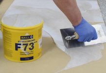 F BALL and Co’s new Styccobond F73 PLUS adhesive is suitable for securing entrance matting in a mat well