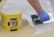 F BALL’s Styccobond F73 PLUS adhesive ideal for securing entrance matting