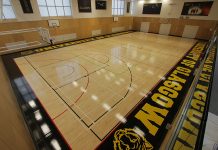 University of Glasgow sports facility repairs floor with an elite-level Robbins Bio-Channel Star flooring system