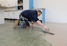 F Ball’s new Stopgap 1400 smoothing compound streamlines vinyl flooring installation at Schoolblazer HQ